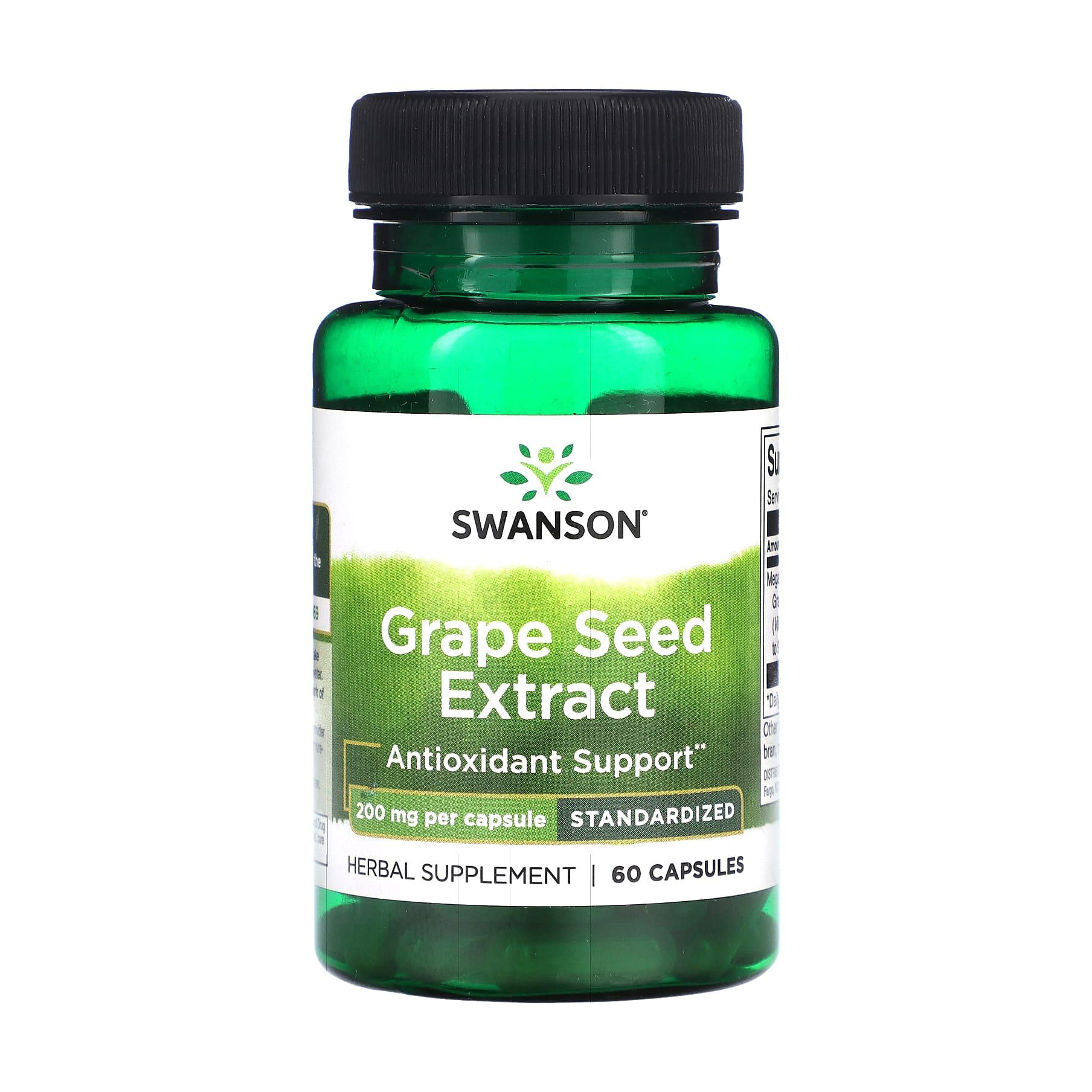 Екстракт виноградних кісточок Swanson Grape Seed Extract 200 мг, 60 капсул